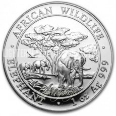 Ag-SOM12.100sh.1.Elephant Somalia 1 oz Silver Elephant 2012