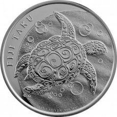 Ag-FIJI12.2d.1.Turtle "FIJI TAKU". 2 Dollars 1 oz Silver BU Elizabeth II FIJI 2012 "Turtle"