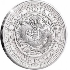 Ag-STHELA18.1Pound.1.Trade Dollar 1 oz Zilver One Pound 2019 EAST INDIA COMPANY CHINESE DRAGON TRADE DOLLAR St HELENA