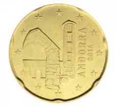 Andorra 20 Cent UNC 2014 - Mintage 860,000 pcs