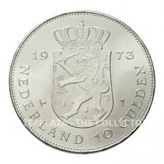Netherlands 10 Gulden silver Juliana 1973