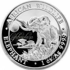 Ag-SOM16.100sh.1.Elephant Somalië 1 oz Silver Olifant 2016