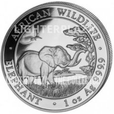Ag-SOM19.100sh.1.Elephant Elephant 100 Shilling 1 Oz Silber BU Somalie 2019 100 Shilling 1 Oz Silver Somalia 2019