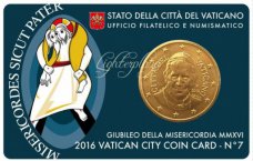 PONTIFICAAT VAN PAUS FRANCIS  VATICAN COIN CARD N. 7 - JAAR 2016